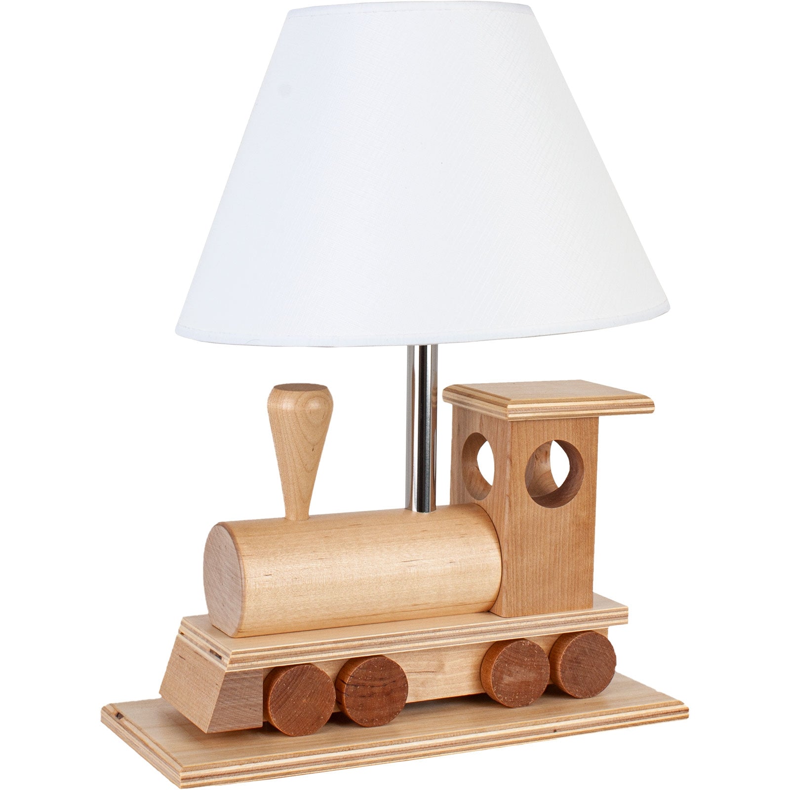 Wooden Locomotive Table Lamp White Kids Night Light - ZAR Design Home Collection