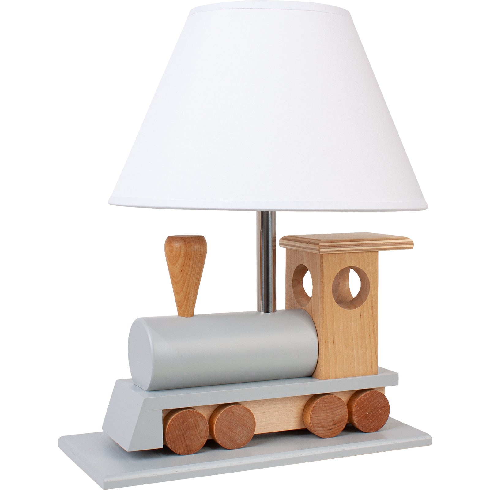 Grey Wooden Locomotive Table Lamp for Kids - ZAR Design Home Collection