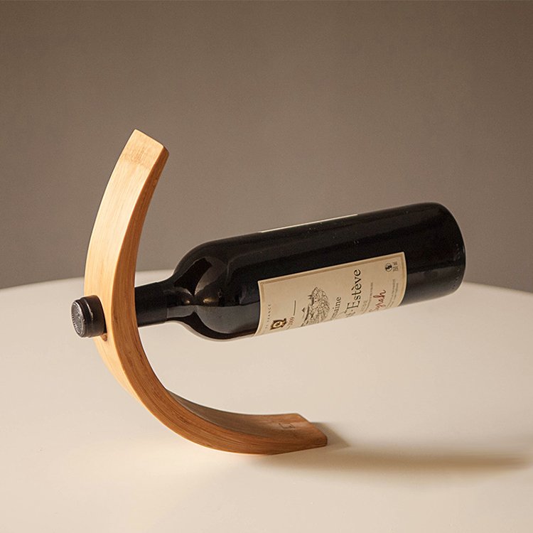 Gravity Bamboo Balancing Wine Bottle Holder - ZAR Design Home Collection