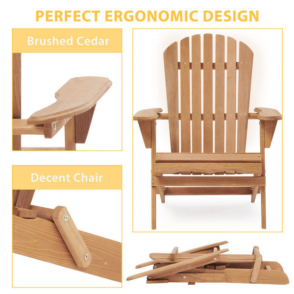 Wooden Folding Adirondack Chair Set Light Finish - ZAR Design Home Collection