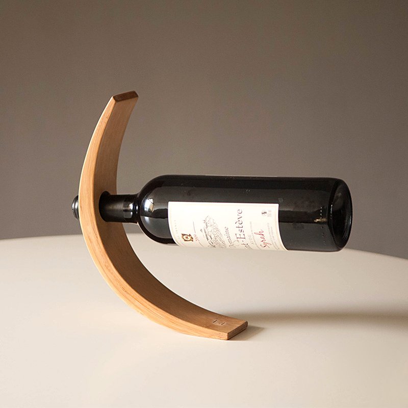 Gravity Bamboo Balancing Wine Bottle Holder - ZAR Design Home Collection