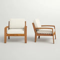 Acacia Wood Garden Club Chair Set With Beige Cushions - ZAR Design Home Collection