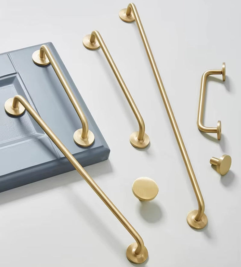 Minimalist gold brass cabinet handle | ZAR Design Home Collection