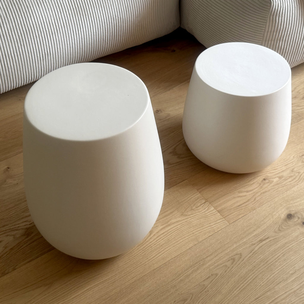 Off-White DRUM Ceramic Sculptural Side Table - ZAR Design Home Collection