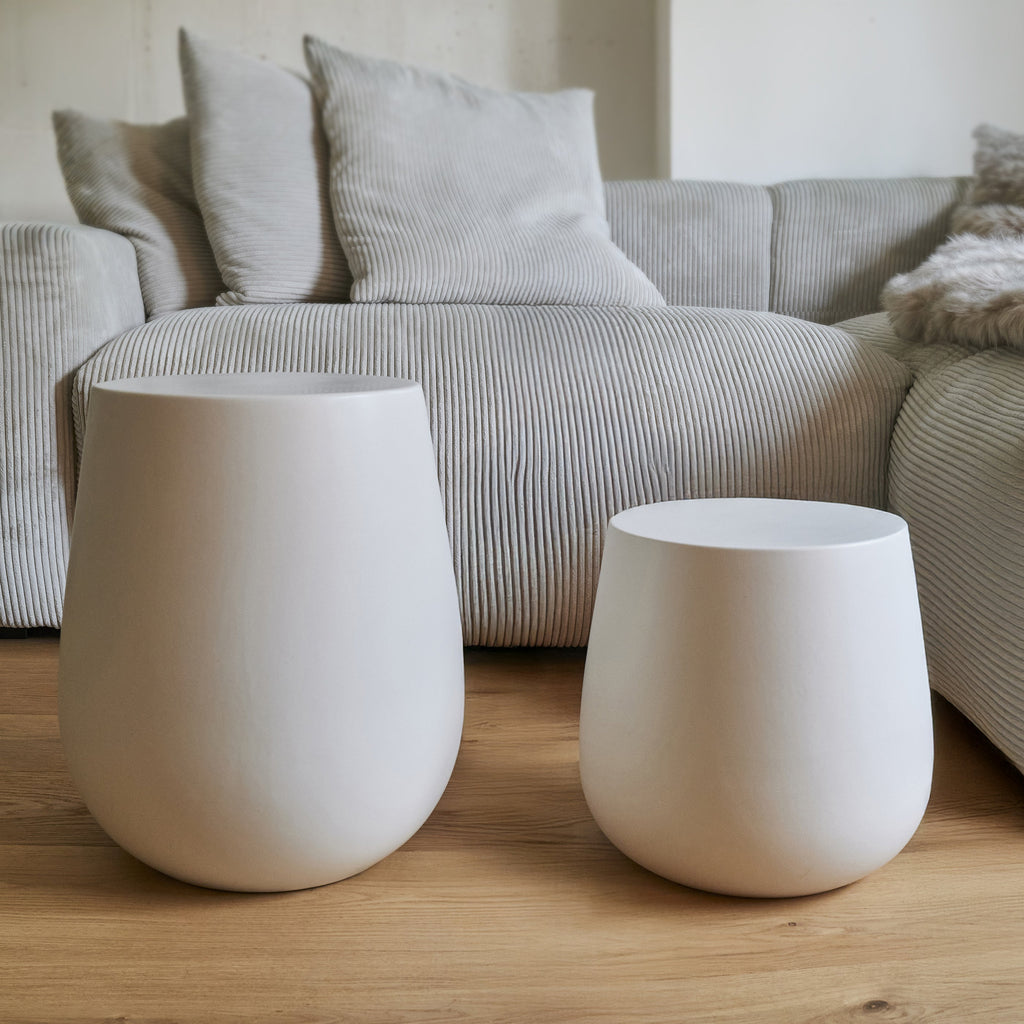 Off-White DRUM Ceramic Sculptural Side Table - ZAR Design Home Collection