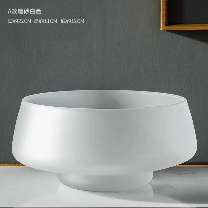 Modern Frosted Glass Pedestal Vase for Living Room - ZAR Design Home Collection