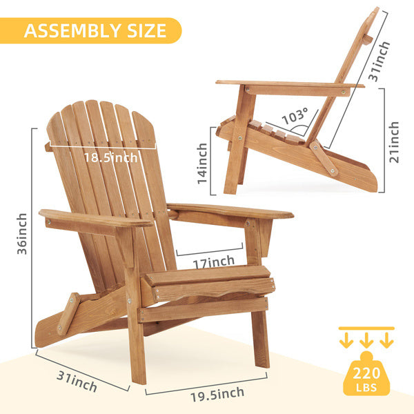 Wooden Folding Adirondack Chair Set Light Finish - ZAR Design Home Collection