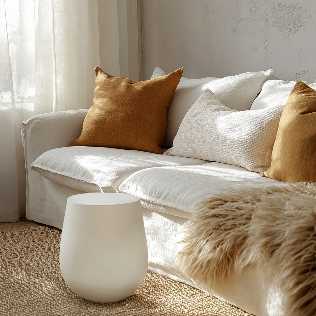 Off-White DRUM Ceramic Sculptural Side Table - ZAR Design Home Collection