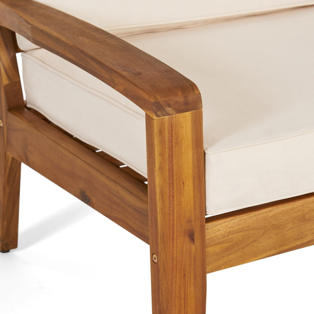 Acacia Wood Garden Club Chair Set With Beige Cushions - ZAR Design Home Collection